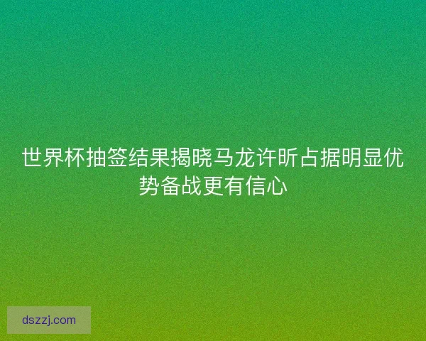 世界杯抽签结果揭晓马龙许昕占据明显优势备战更有信心